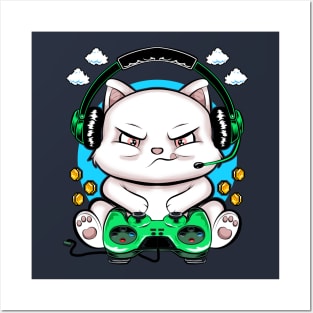 kitty gamer, game addicts Posters and Art